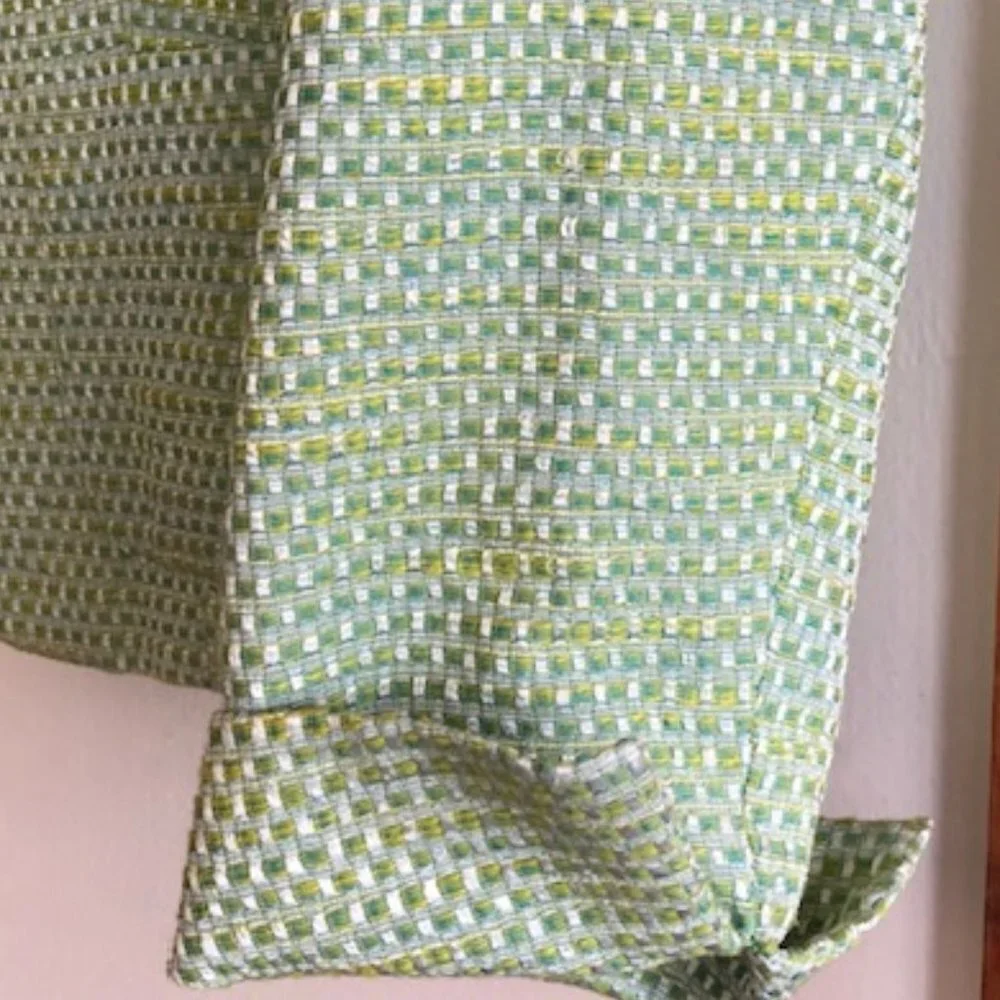 TALBOTS Tweed Green Blue Yellow Long Sleeve Lined Single Breasted Blaz…
